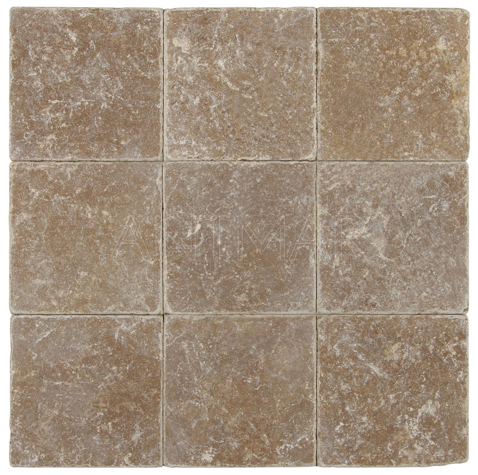 Noce Travertine Tumbled Tile – 6x6 Inches, 3/8-Inch Thick, Turkish Stone With Antique Finish For Flooring & Walls